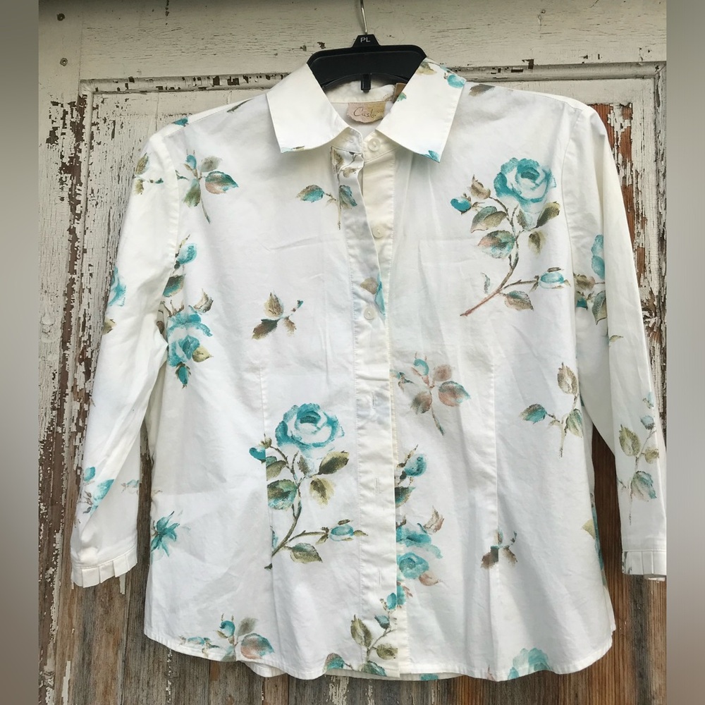 Caslon Petite Shirt with flower design, vintage Nordstrom